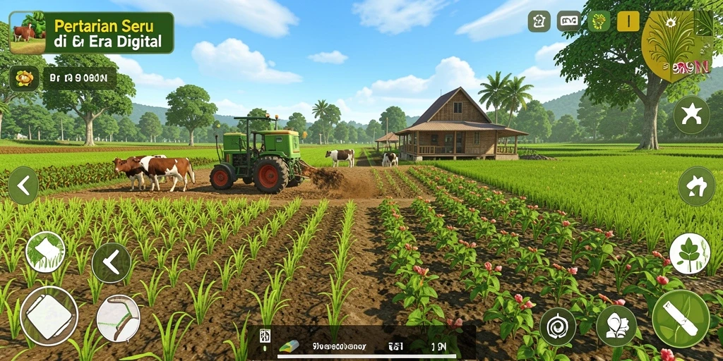Tampilan screenshot menampilkan para petani yang sedang beraktivitas di ladang.