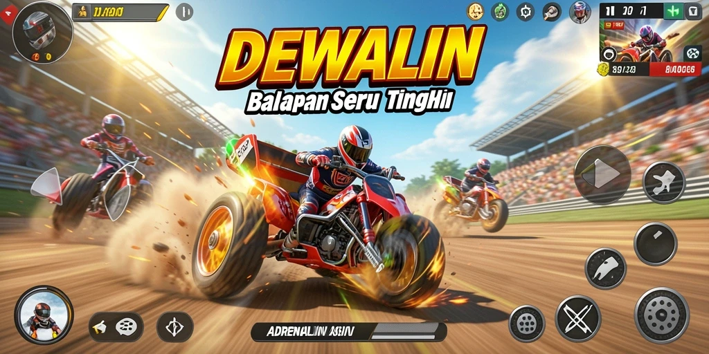 Tampilan gameplay DEWALIN dengan aksi balapan yang mendebarkan.