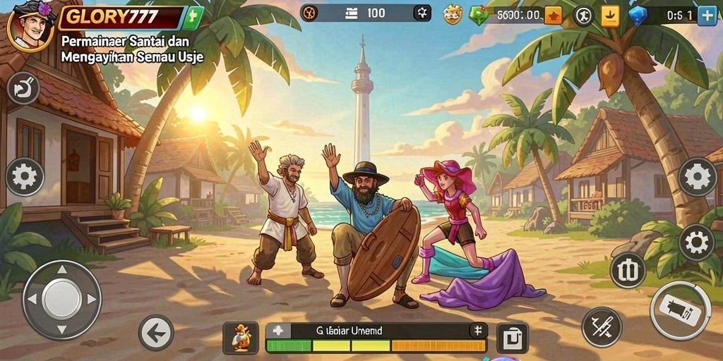 Tampilan gameplay GLORY777 yang ceria dan mengasyikkan.
