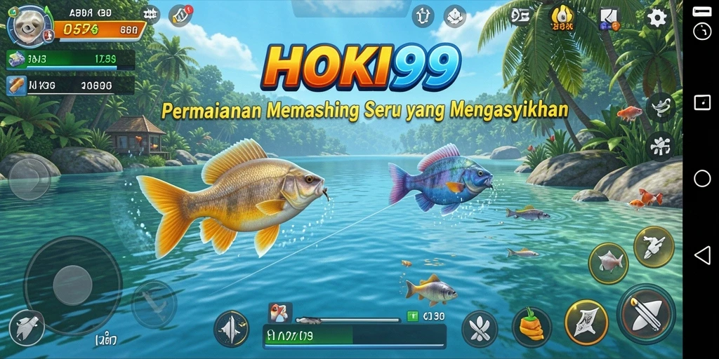 Screenshot HOKI99 yang menunjukkan aksi gameplay memancing yang seru.