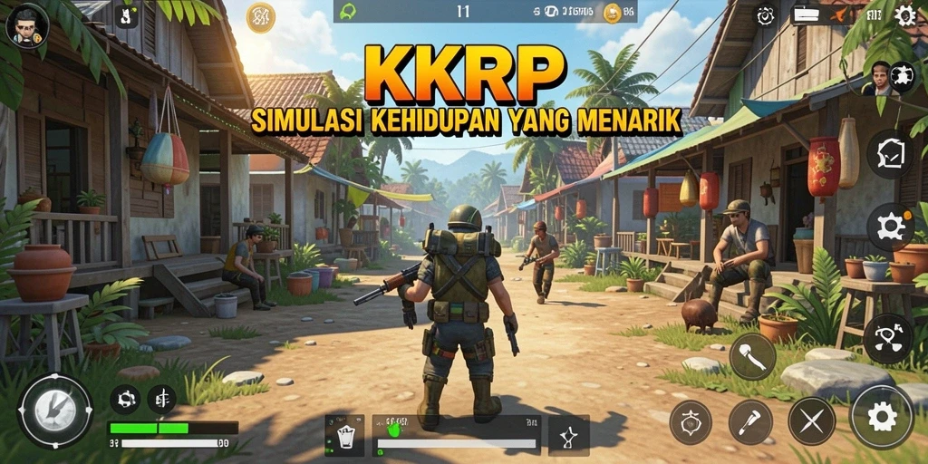 Screenshot utama KKRP menampilkan gameplay simulasi kehidupan yang interaktif dan mendalam.
