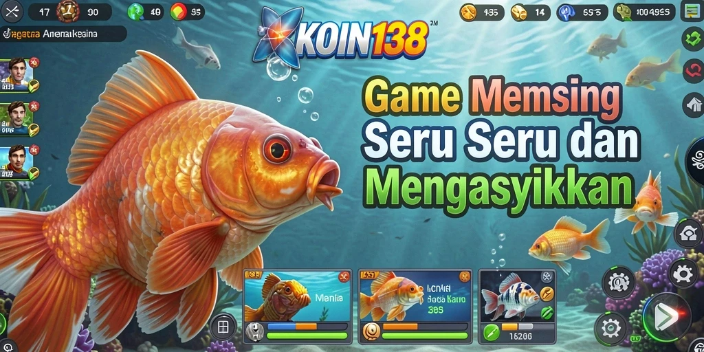 Screenshot gameplay KOIN138 menampilkan aksi memancing yang seru dan menenangkan.
