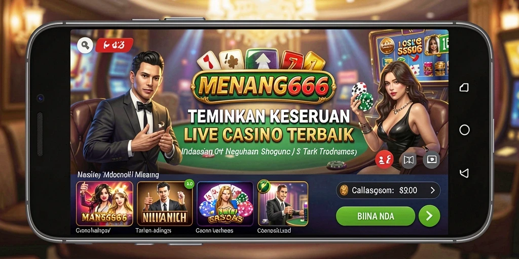 Screenshot MENANG666 menunjukkan dealer sedang memainkan permainan Live Casino.