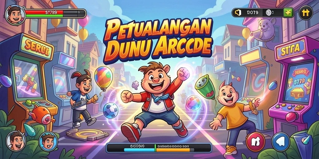 Screenshot ST789 menunjukkan gameplay arcade yang penuh warna dan seru.