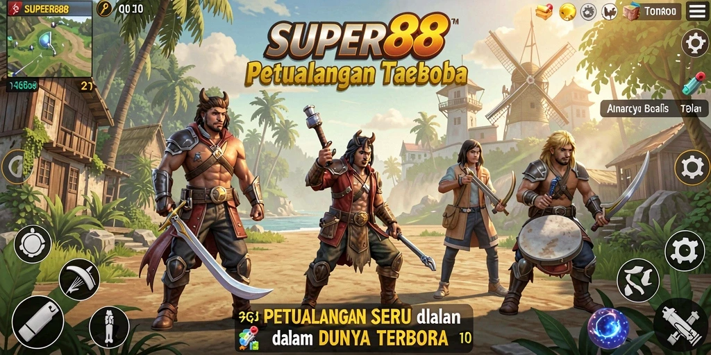 Tampilan gameplay SUPER88 dalam dunia terbuka yang dinamis dan interaktif.
